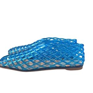 Abby Abbie Vibrant Blue Mesh Ballet Flats Sandals